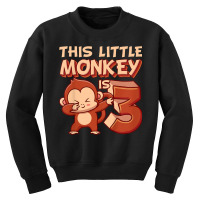 Kids This Little Monkey Is 3 Monkey Ape Animale 3rd Birthday Youth Sweatshirt | Artistshot