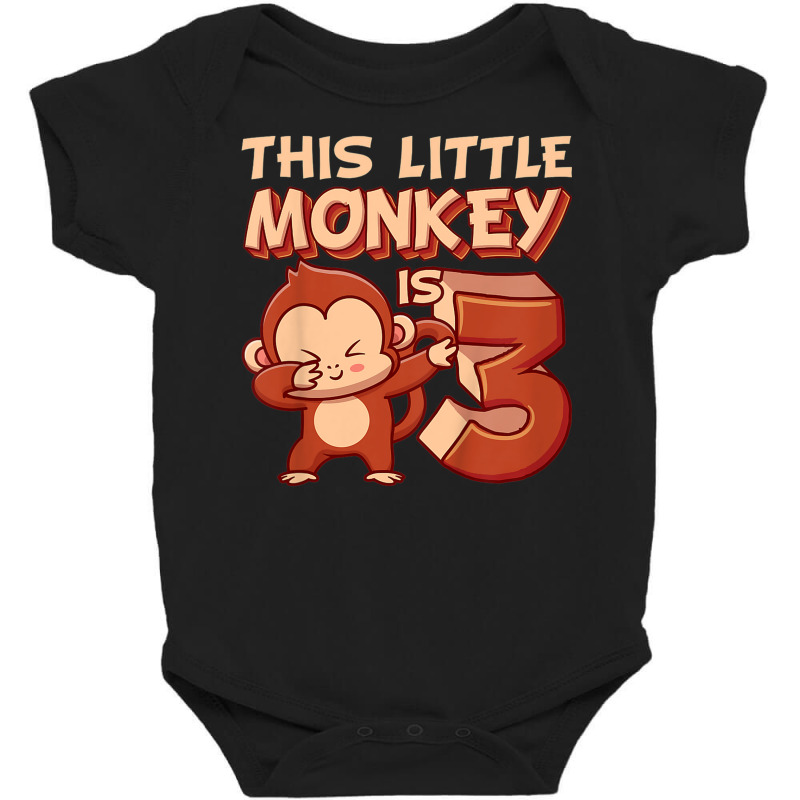 Kids This Little Monkey Is 3 Monkey Ape Animale 3rd Birthday Baby Bodysuit by Lambent | Artistshot