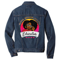 Believer Motivator Innovator Educator Melanin Black Teacher Men Denim Jacket | Artistshot