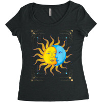 Boho Sun Crescent Moon Astronomy Universe Astrology Women's Triblend Scoop T-shirt | Artistshot