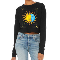 Boho Sun Crescent Moon Astronomy Universe Astrology Cropped Sweater | Artistshot