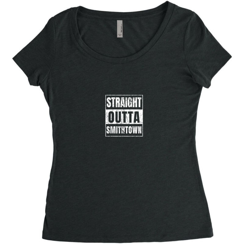 Straight Outta Smithtown New York State Women's Triblend Scoop T-shirt by Uniform | Artistshot