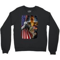 Woman Warrior Of Christian Jesus Lion American Cross Flag Crewneck Sweatshirt | Artistshot