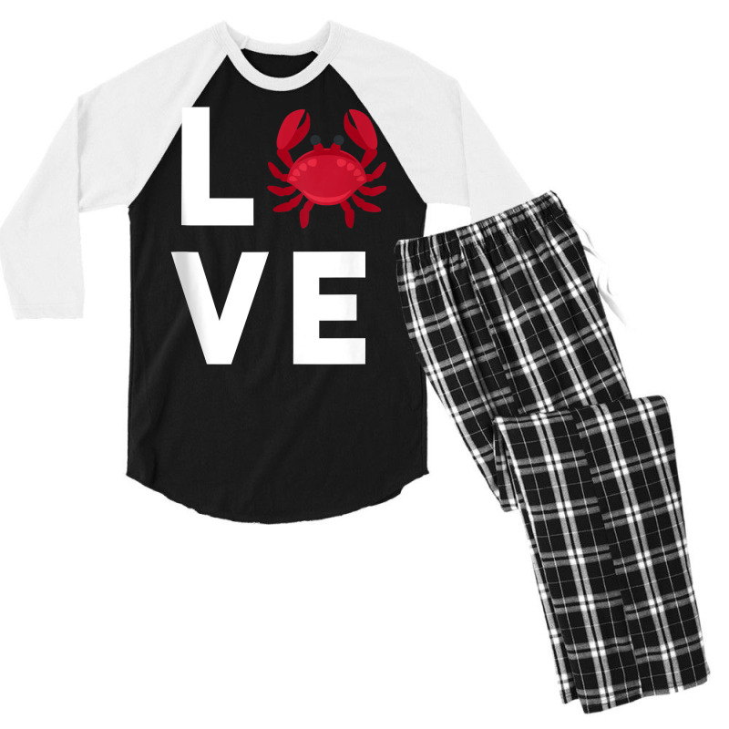 I Love Crabs Cute Crab Lover Crustacean Seafood Crab Tank Top Men's 3/4 Sleeve Pajama Set | Artistshot