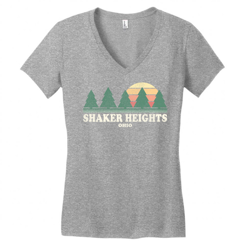 Shaker Heights Oh Vintage Throwback Tee Retro 70s Design Long Sleeve T Women's V-Neck T-Shirt by cm-arts | Artistshot