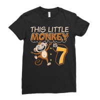 Kids This Little Monkey Is 7 Monkey Ape Animale 7th Birthday Ladies Fitted T-shirt | Artistshot