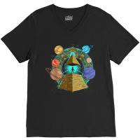 Sci Fi Ufo Abduction Pyramids Ancient Egypt Science Alien V-neck Tee | Artistshot