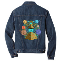 Sci Fi Ufo Abduction Pyramids Ancient Egypt Science Alien Men Denim Jacket | Artistshot