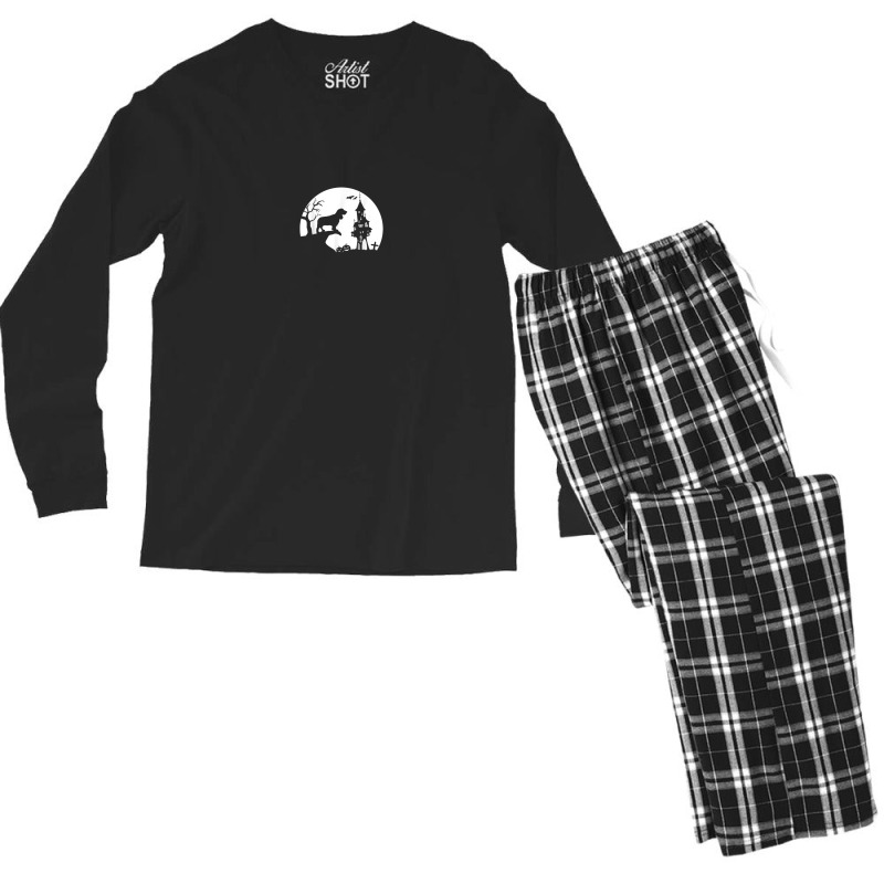 English Cocker Spaniel Dog Moon Silhouette Halloween Costume Men's Long Sleeve Pajama Set by Fashonus | Artistshot