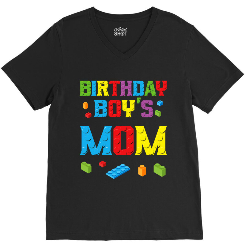 Master Builder Birthday Boy's Mom Building Bricks Blocks  Copy V-neck Tee | Artistshot