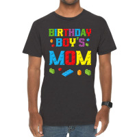 Master Builder Birthday Boy's Mom Building Bricks Blocks  Copy Vintage T-shirt | Artistshot