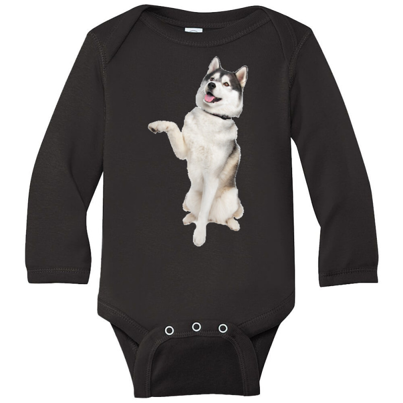 Siberian Husky T Shirt Long Sleeve Baby Bodysuit by cm-arts | Artistshot