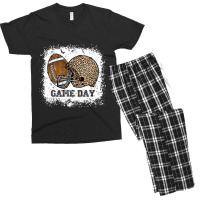 Bleached Game Day Leopard Football Helmet Sport Mom Girls  Copy Men's T-shirt Pajama Set | Artistshot