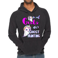 Real Girls Go Ghost Hunting Paranormal Unicorn Ghost Hunter Vintage Hoodie | Artistshot