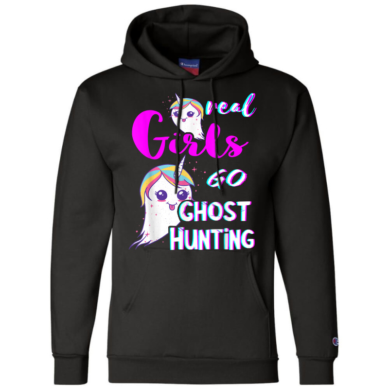 Real Girls Go Ghost Hunting Paranormal Unicorn Ghost Hunter Champion Hoodie | Artistshot