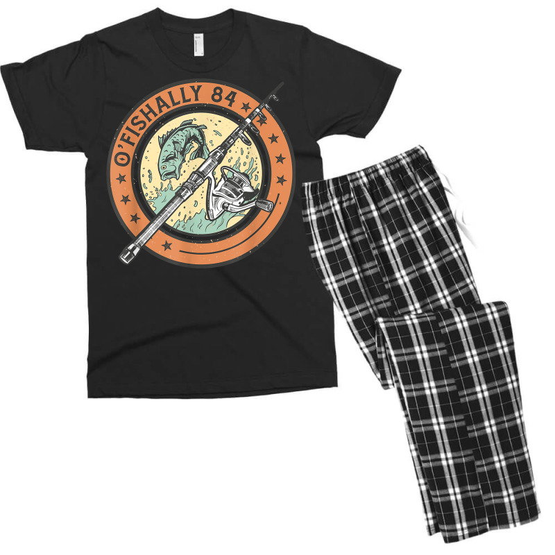 84 Year Old Fishing 84th Birthday Bass Fish Fisherman Dad Men's T-shirt Pajama Set | Artistshot