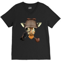 Detective Giraffe Spy Inspector Investigator Giraffe Lover V-neck Tee | Artistshot