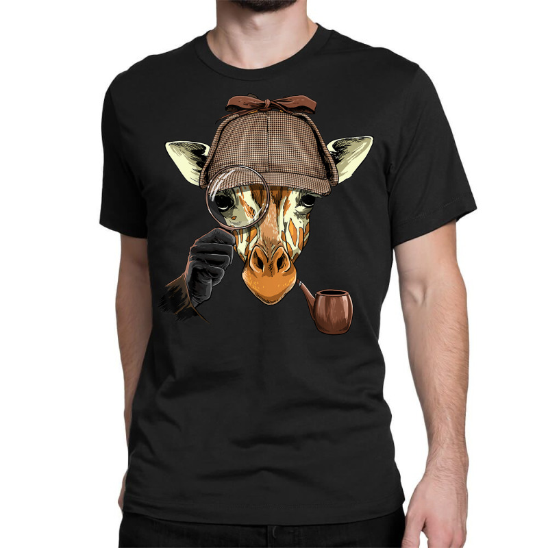 Detective Giraffe Spy Inspector Investigator Giraffe Lover Classic T-shirt by Fashlaza | Artistshot