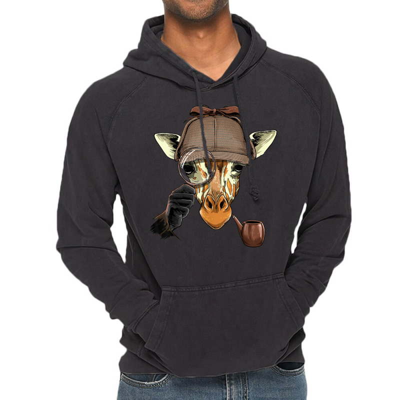 Detective Giraffe Spy Inspector Investigator Giraffe Lover Vintage Hoodie by Fashlaza | Artistshot