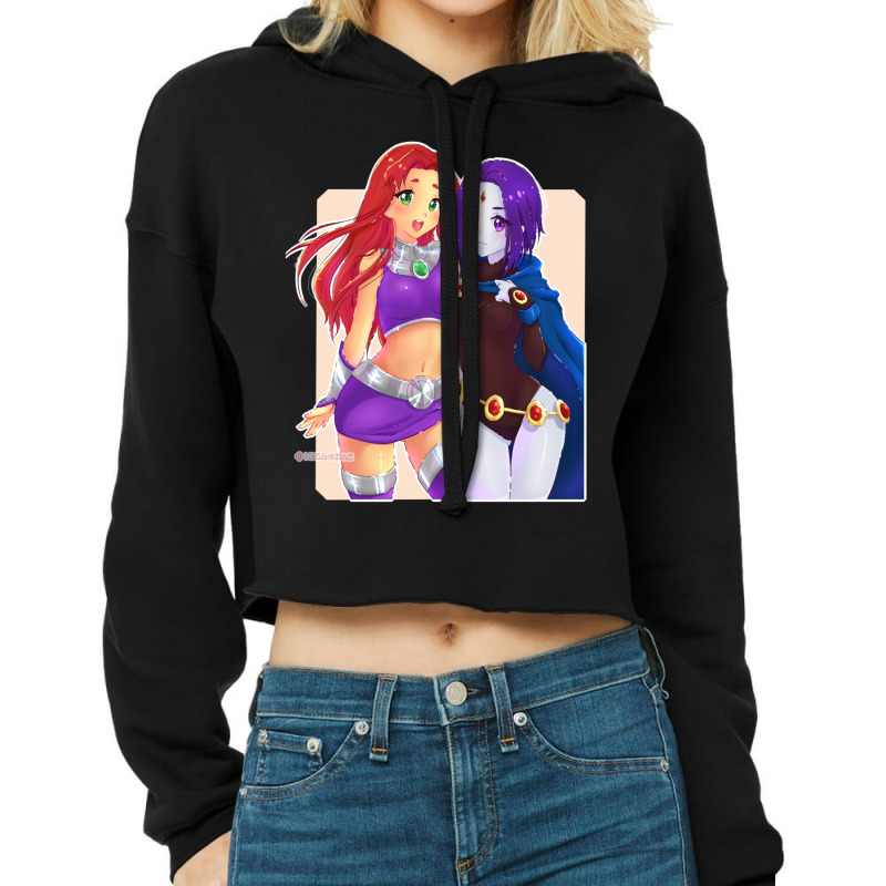 Starfire And Raven Cropped Hoodie by cm-arts | Artistshot