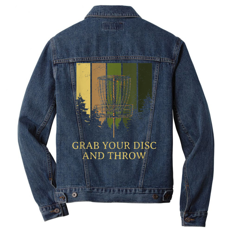 Grab Disc And Throw Disc Golf Outdoor Game Funny Golfer Men Denim Jacket | Artistshot