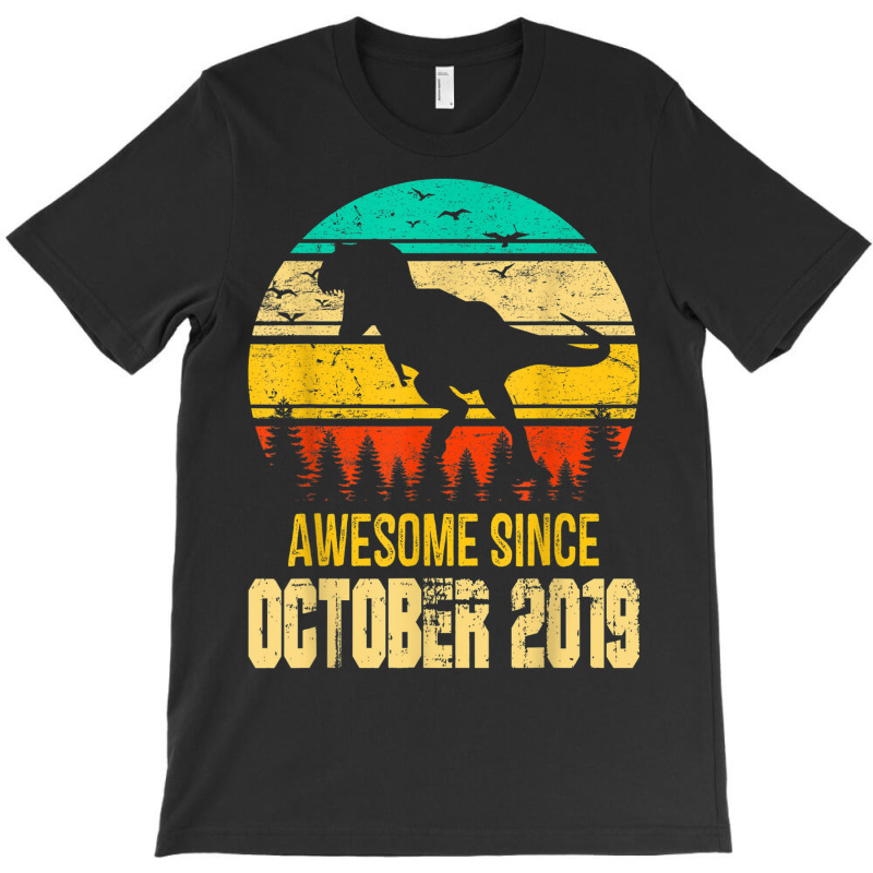 Awesome October 2019 3rd Birthday Retro Dinosaur Boy Gift T-shirt | Artistshot