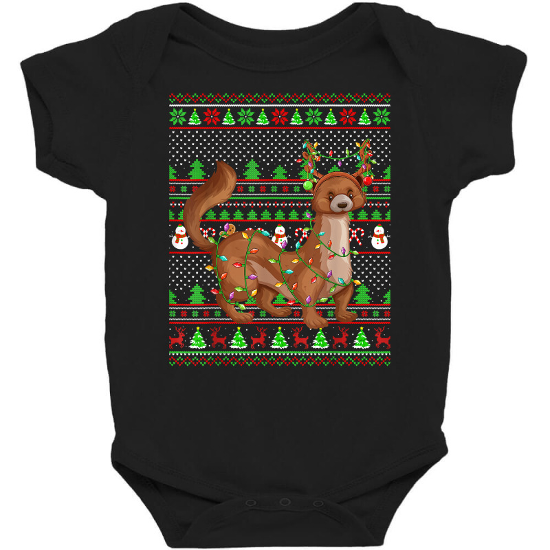 Ugly Xmas Sweater Style Lighting Mongoose Christmas T Shirt Baby Bodysuit by cm-arts | Artistshot