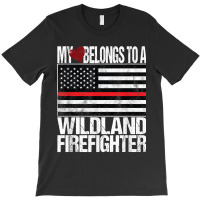 Red Line Flag My Heart Belongs Wildland Firefighter T-shirt | Artistshot