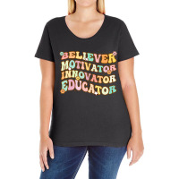 Believer Motivator Innovator Educator Retro Teacher Gifts Ladies Curvy T-shirt | Artistshot