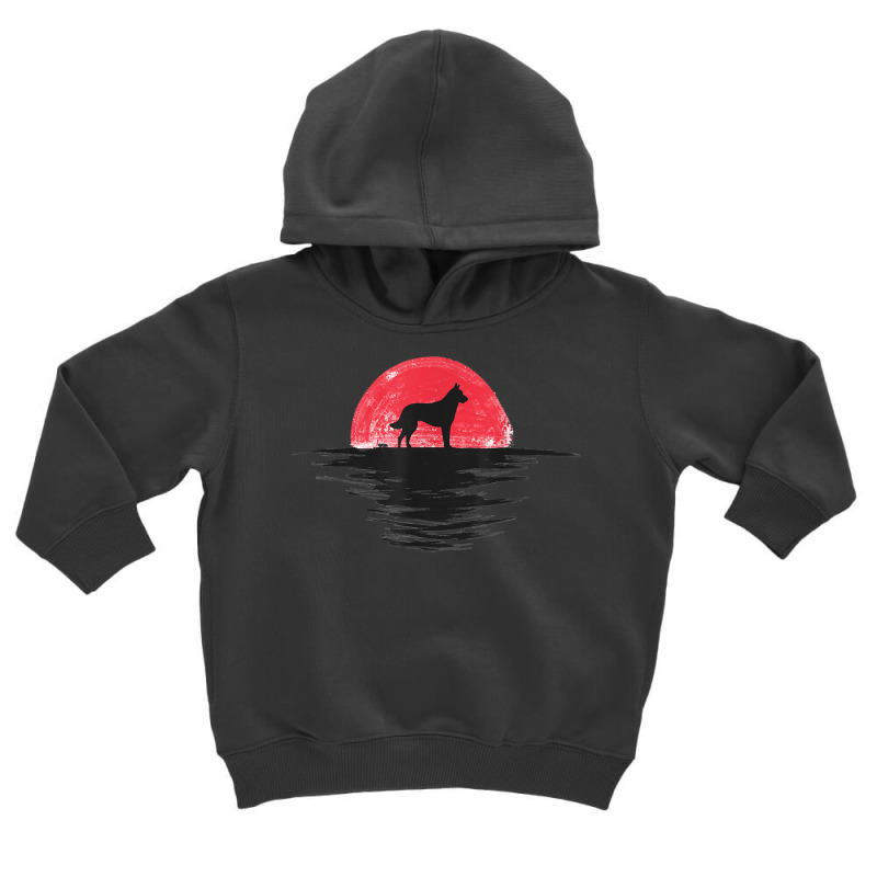 Belgian Malinois Japanese Sunset Retro Dog Red Toddler Hoodie by Deluxe | Artistshot