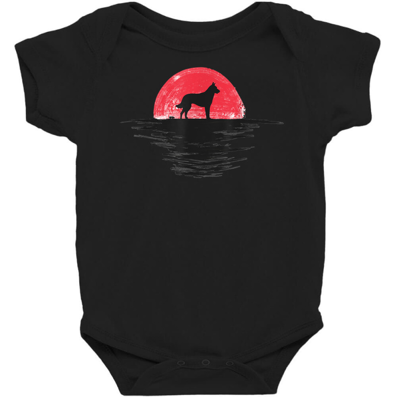 Belgian Malinois Japanese Sunset Retro Dog Red Baby Bodysuit by Deluxe | Artistshot