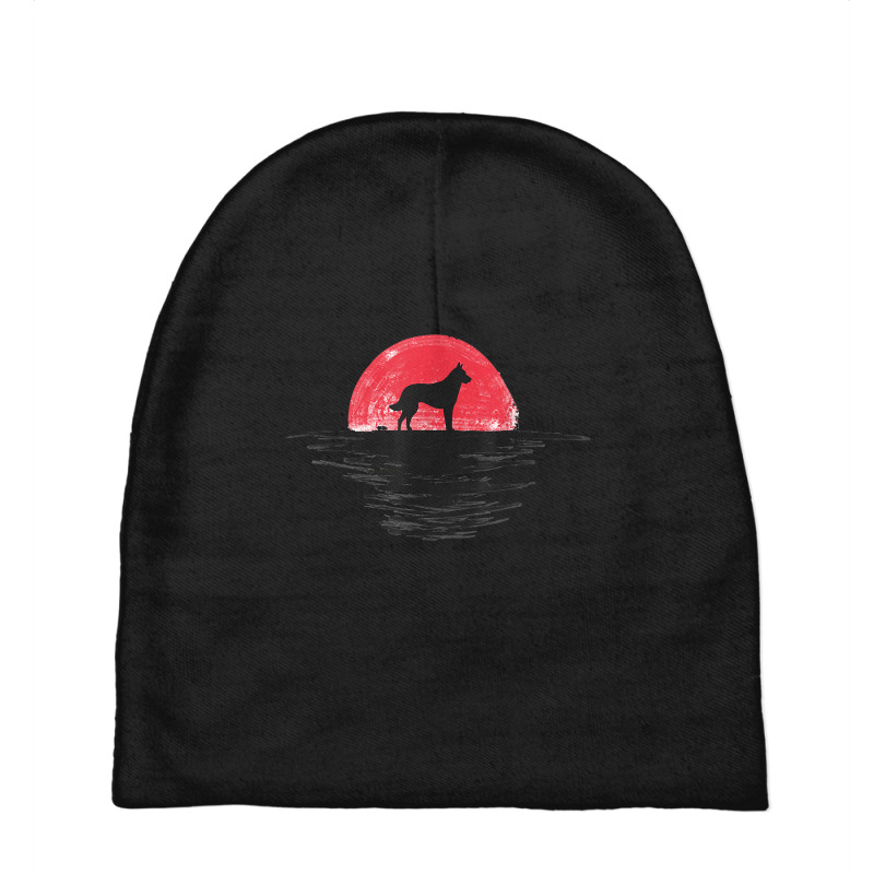 Belgian Malinois Japanese Sunset Retro Dog Red Baby Beanies by Deluxe | Artistshot