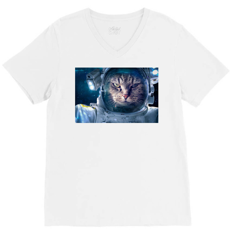 Cat. Astronauts,  Space, Stars, Astronaut, Galaxy, Moon, Planets, Cool V-Neck Tee by Moll | Artistshot