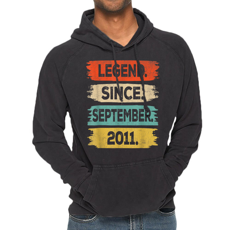 11 Years Old Gift Legend Since September 2011 11th Birthday Vintage Hoodie | Artistshot