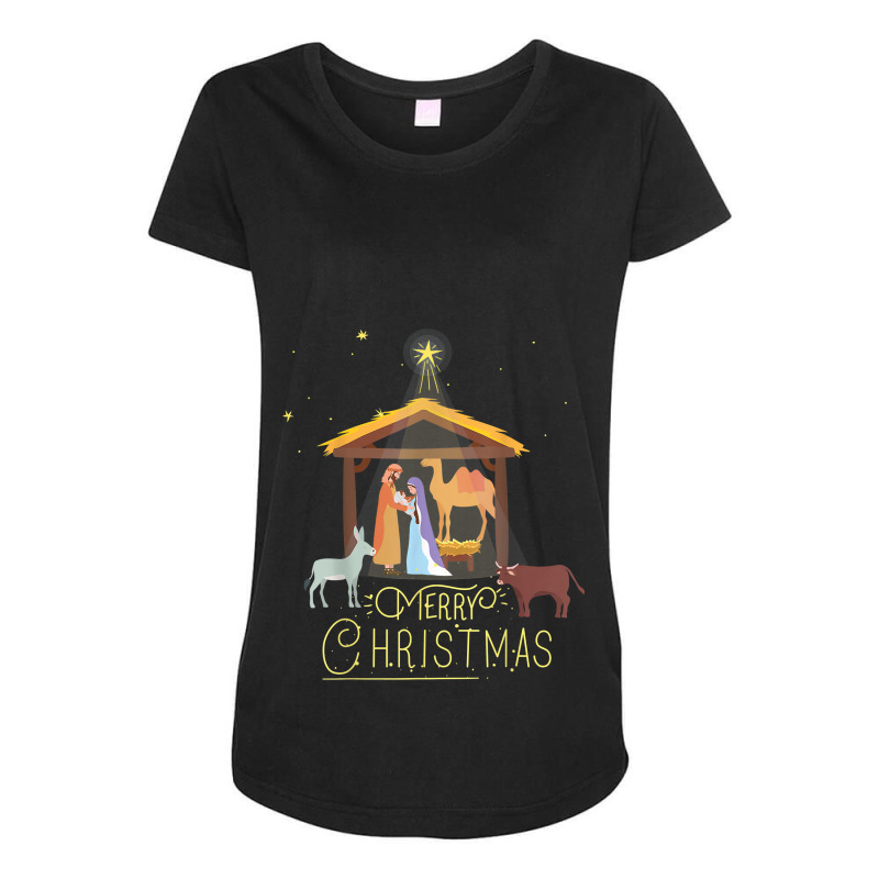 Merry Christmas - Nativity Scene North Star - Baby Jesus Maternity Scoop Neck T-shirt by ArtistDax | Artistshot