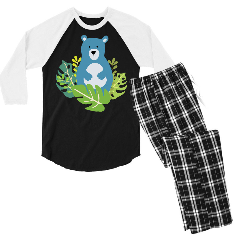 Wild Bear T  Shirtcute Bear In The Forest T  Shirt Men's 3/4 Sleeve Pajama Set | Artistshot