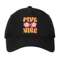 Kids Five Is A Vibe Groovy 5th Birthday Theme Fifth Bday Flower Adjustable Cap | Artistshot