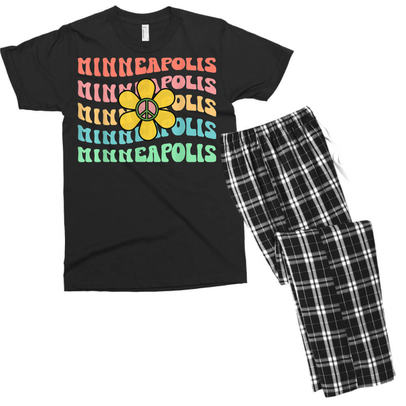 Minneapolis A Minnesota Retro Groovy Men's T-shirt Pajama Set | Artistshot