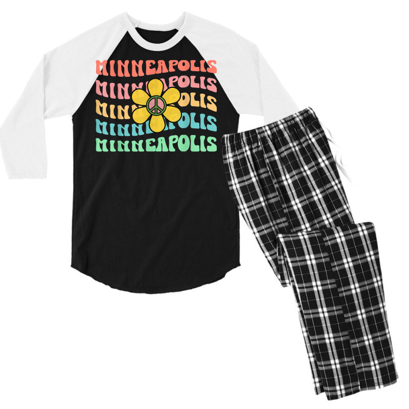 Minneapolis A Minnesota Retro Groovy Men's 3/4 Sleeve Pajama Set | Artistshot