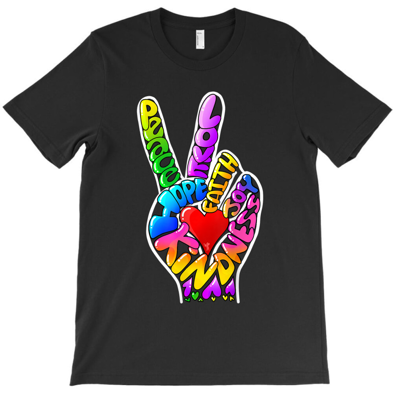 Peace Love Hope Joy Faith Kindness Word Art By Tangie Marie T-Shirt by ArtistDax | Artistshot