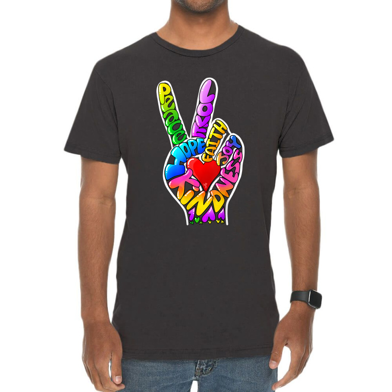 Peace Love Hope Joy Faith Kindness Word Art By Tangie Marie Vintage T-Shirt by ArtistDax | Artistshot