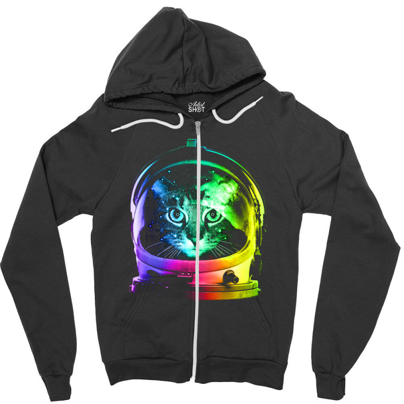 Astronaut Cat Zipper Hoodie | Artistshot