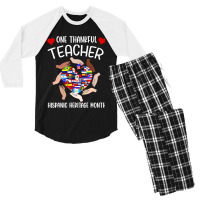 One Thankful Teacher Hispanic Heritage Month Countries Flags Men's 3/4 Sleeve Pajama Set | Artistshot