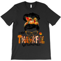 One Thankful Grammie Messy Bun Women Fall Funny Thanksgiving T-shirt | Artistshot