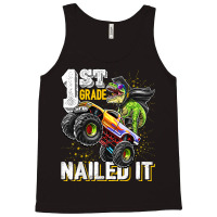 1st Grade Nailed It Dinosaur Monster Truck Graduation Cap Tank Top | Artistshot