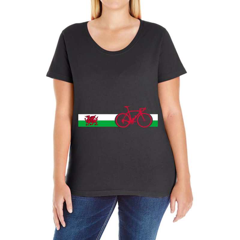 Bike Stripes Wales Ladies Curvy T-Shirt by cm-arts | Artistshot