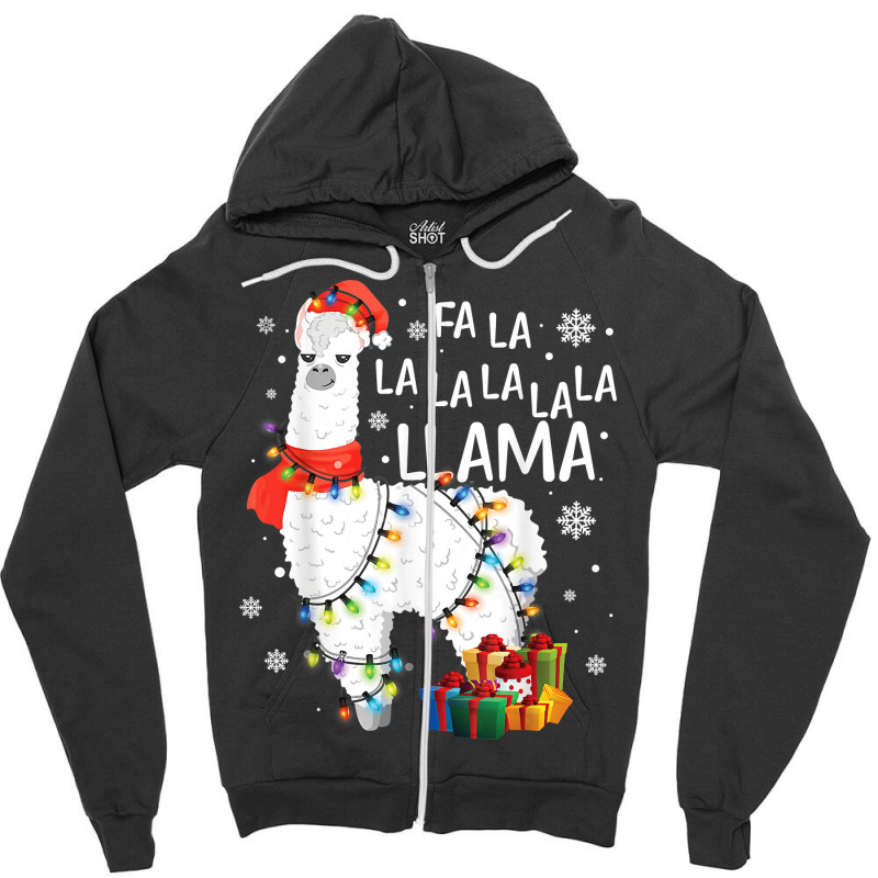 Fa La La Llama Funny Christmas Christmas Lllama Lover Zipper Hoodie | Artistshot