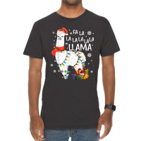 Fa La La Llama Funny Christmas Christmas Lllama Lover Vintage T-shirt | Artistshot