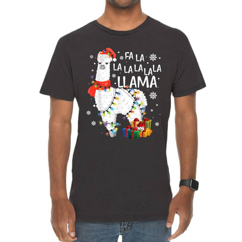 Fa La La Llama Funny Christmas Christmas Lllama Lover Vintage T-shirt | Artistshot