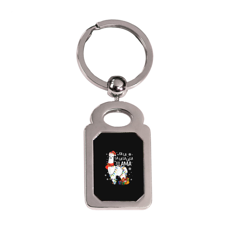 Fa La La Llama Funny Christmas Christmas Lllama Lover Silver Rectangle Keychain | Artistshot